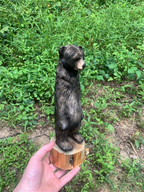 Bear Chainsaw Carving Bear Wood Carving Hand Carved Wood Art Black