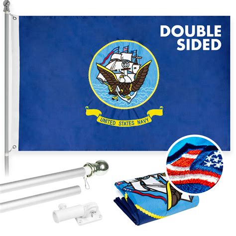 buy g128 5 feet tangle free spinning flagpole silver us navy boat flag double sided brass