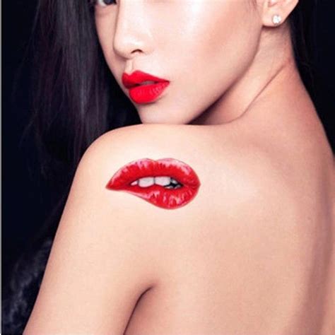 Pcs Halloween Red Lips Make Up Tattoo Stickers The Ultimate Temptation Tattoos Body Art From