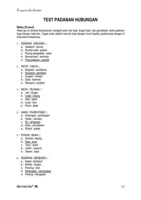 Contoh Soal Psikotes Rumah Sakit Dan Jawabannya Pdf