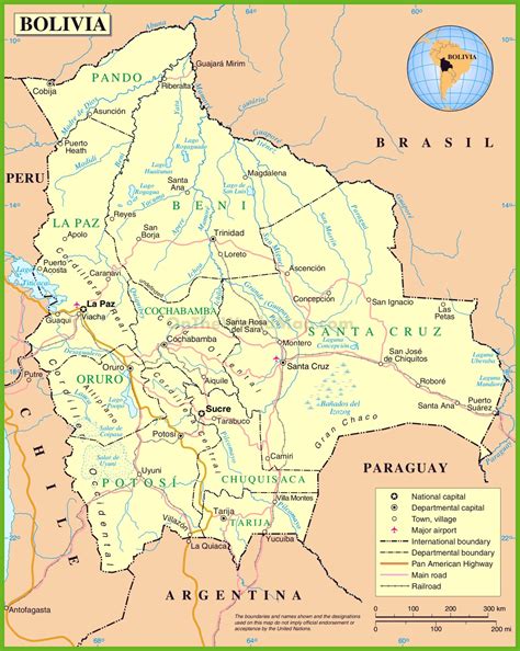 Mapa de satélite de bolivia: Bolivia road map
