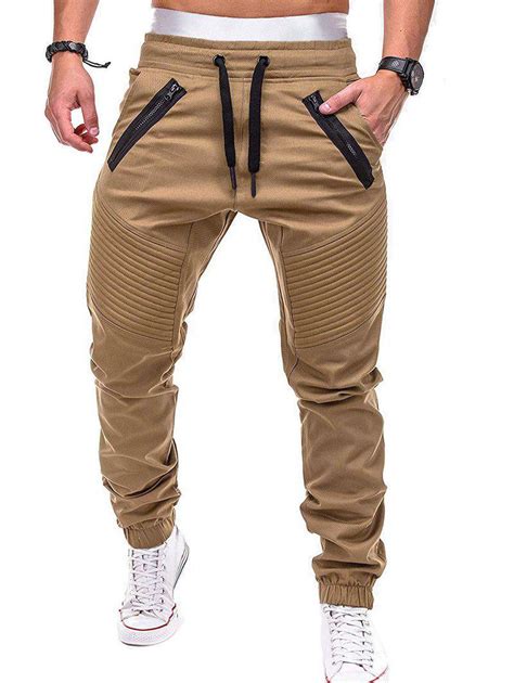 50 Off Faux Back Pocket Zipper Decorated Jogger Pants Rosegal