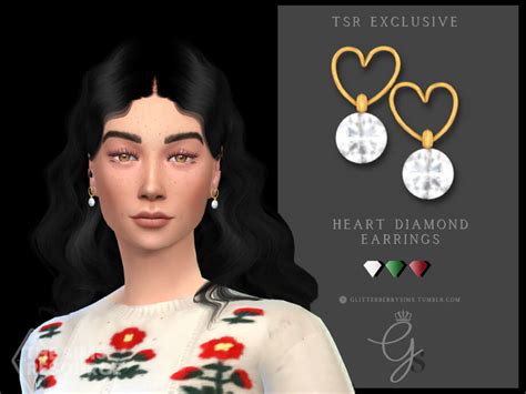 Sims 4 Heart Diamond Earrings By Glitterberryfly The Sims Book