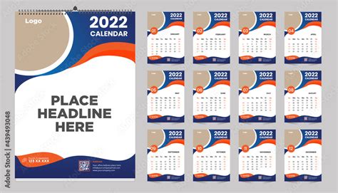 Fototapeta Monthly Wall Calendar Template Design For 2022 2023 2024