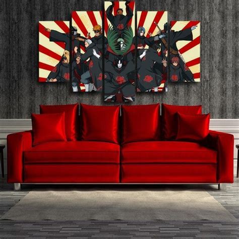 Naruto Anime Akatsuki Funny Group Pose Design 5pcs Canvas