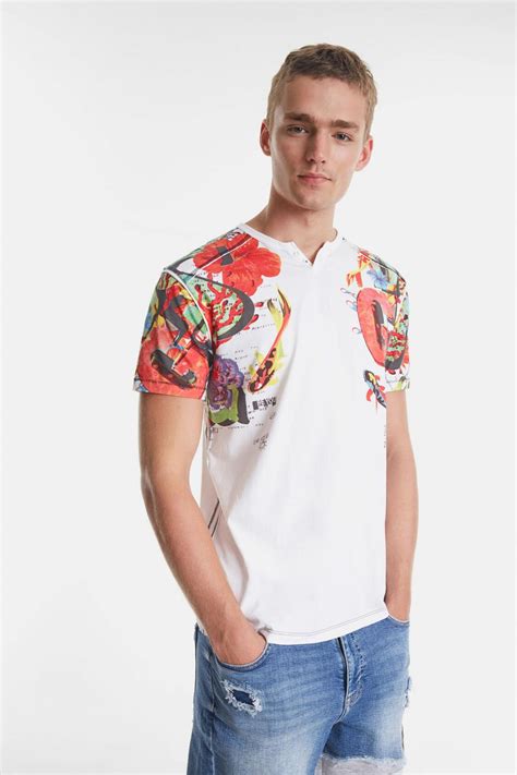 Arty Hawaiian T Shirt White Desigual Mens T Shirts Vovantuong