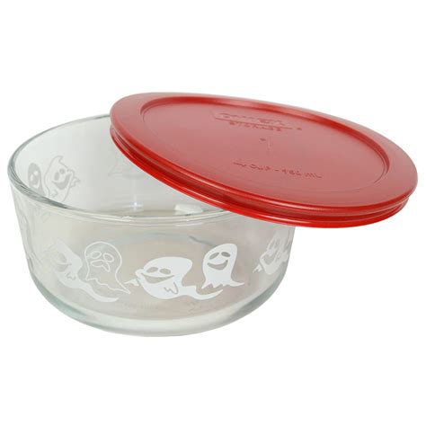Pyrex 7201 4 Cup Ghost Glass Bowl And 7201 Pc Poppy Red Lid N2 Free Image Download