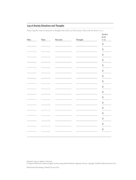 Anxiety Log Pdf Fill Out And Sign Online Dochub