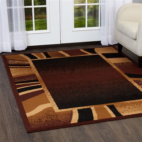 Brown Contemporary Border Area Rug 4x6 Modern Carpet Actual 3 7 X 5