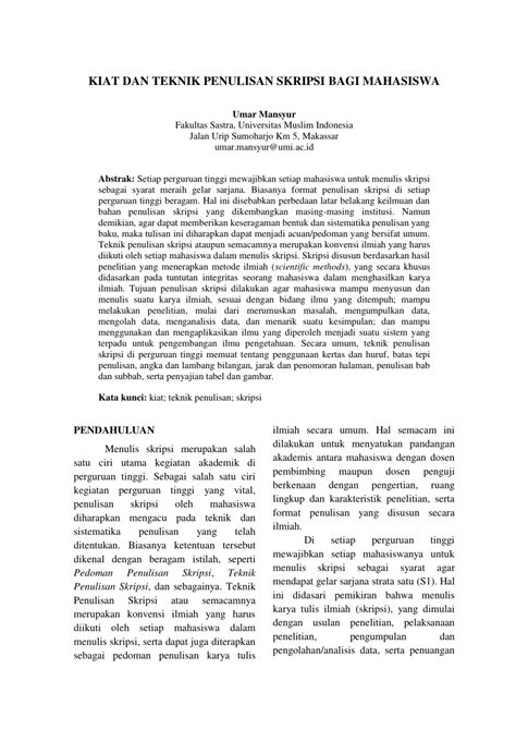 Agar dalam penyusunannya anda bisa membedakan apakah materi dalam karya penulisanmu. Manfaat Dalam Penyusunan Proposal Skripsi - Contoh ...