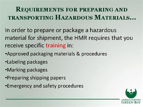 Hazardous Materials Transport Awareness Training For Uw Green