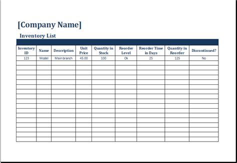 Uniform Inventory Sheet Excel Ms Excel Templates