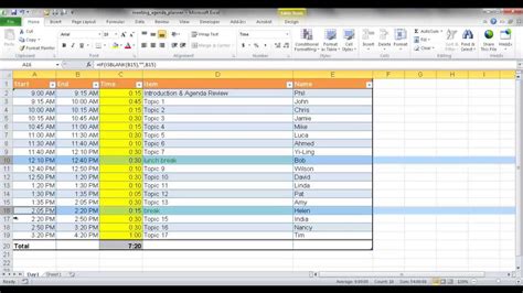 Create A Meeting Agenda Planner In Excel Youtube