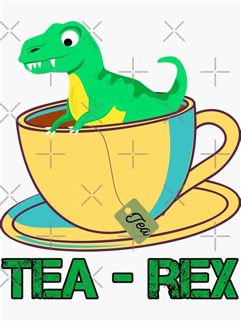 Tea Rex Sticker By Frambozent Redbubble