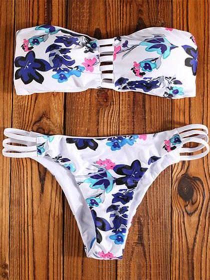 Bohemian Style Bandeau Floral Print Bikini Set Printed Bikini Sets