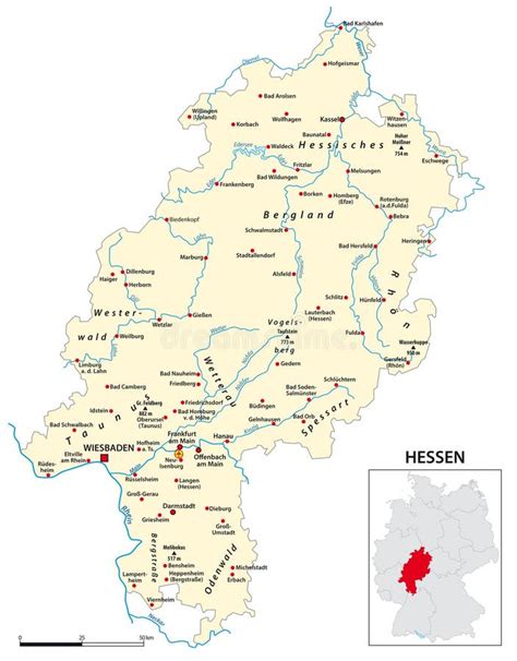 Hesse Outline Map Germany State Stock Vector Illustration Of Contour