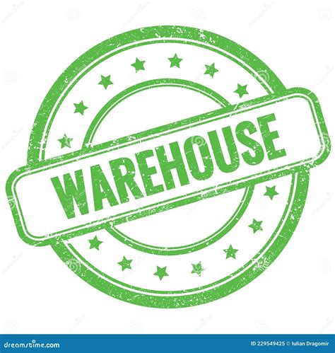 Warehouse Text On Green Grungy Round Rubber Stamp Stock Illustration
