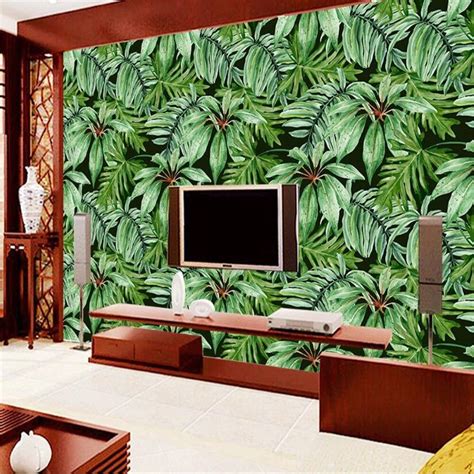 Milofi Tropical Rainforest Plant Green Banana Leaf Large Mural