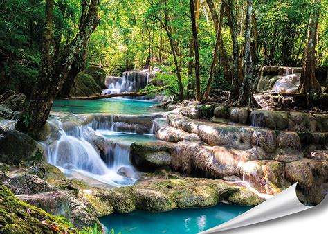Pmp 4life Wall Art Waterfall In The Forest Nature Jungle Hd Mural Xxl