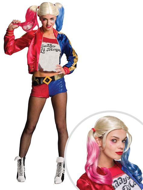 suicide squad harley quinn costume kit adult small with wig clothing