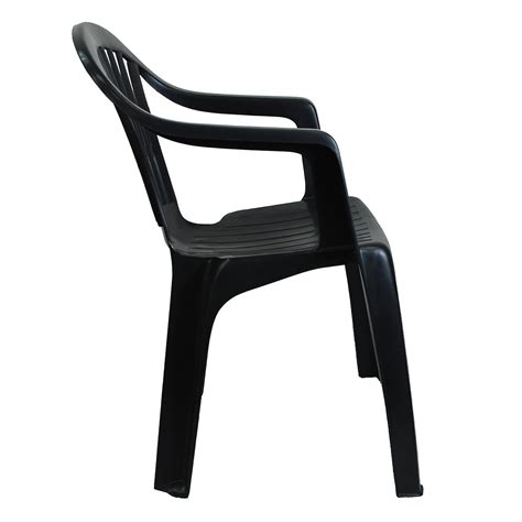6x Indoor Outdoor Black Plastic Chairs Garden Patio Armchair Stacking