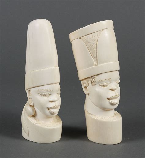 Two Carved Ivory African Heads Ivory Carvings Of The Heads