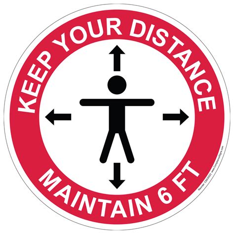 White Keep Your Distance Maintain 6 Ft Floor Label Cs835522