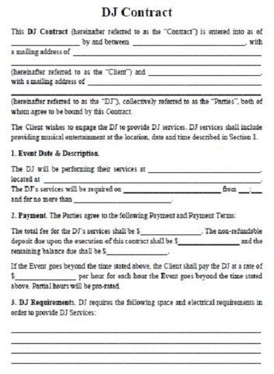 20 Printable Dj Contract Templates Sample And Examples Pdf Template
