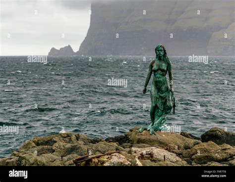 Kopakonan The Seal Woman Statue In Mikladalur Village Faroe Islands