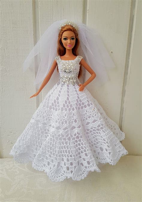 Wedding Dress For Barbie Clothes Barbie Crochet Dress For Barbie Doll 984