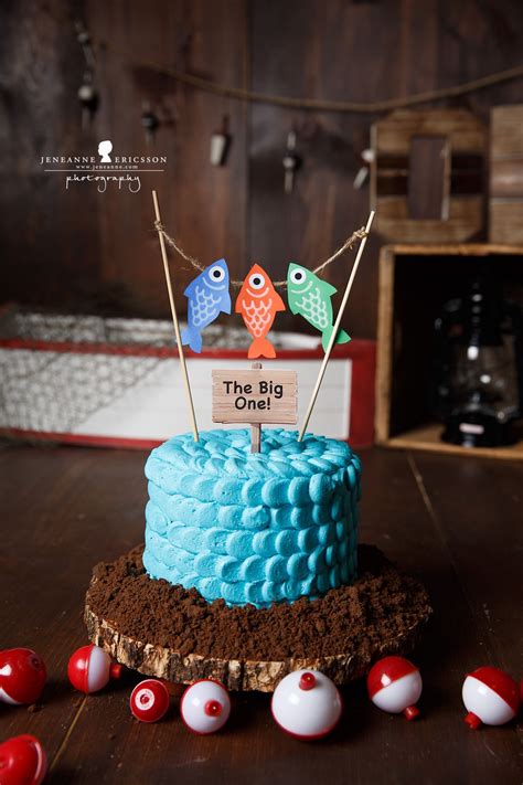 Fishing Themed Boy Cake Smash Fishing Birthday Party