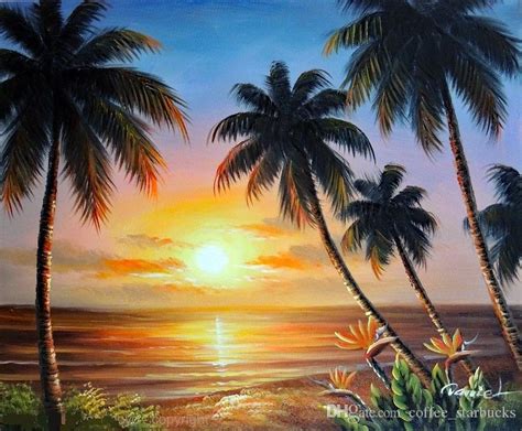 2019 Framed Hawaii Beach Sunset Palms Bird Of Paradise