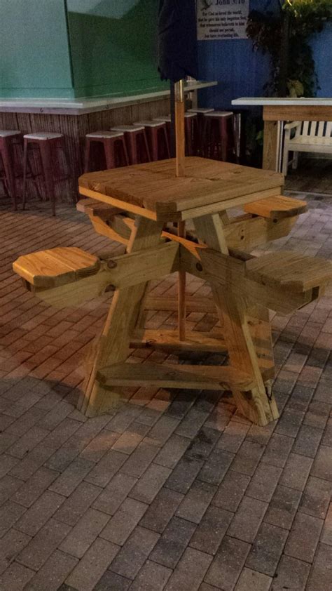 It will look great in your kitchen — and a variety of other rooms. No link! Cute version of a high top picnic table | Picnic table, Patio bar set, Bar table and stools