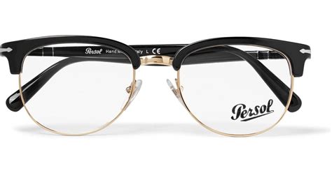 Persol D Frame Acetate And Gold Tone Optical Glasses In Black For Men