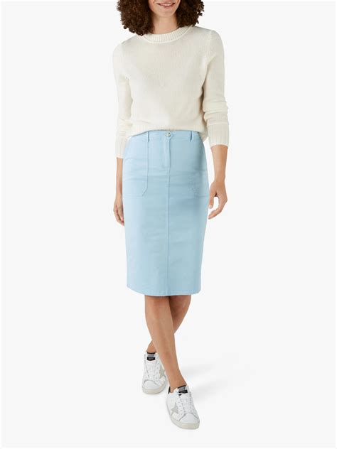 Pure Collection Chino Pencil Skirts Pale Blue