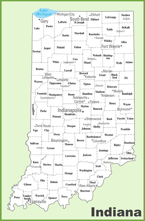Indiana Map With Counties Carolina Map
