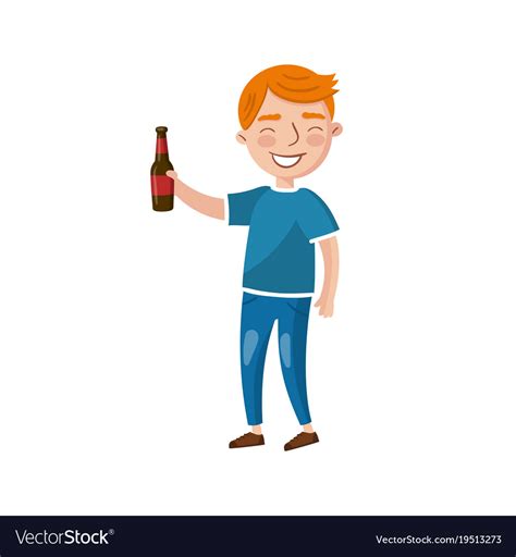 Young Man Drinking Beer Cartoon Royalty Free Vector Image