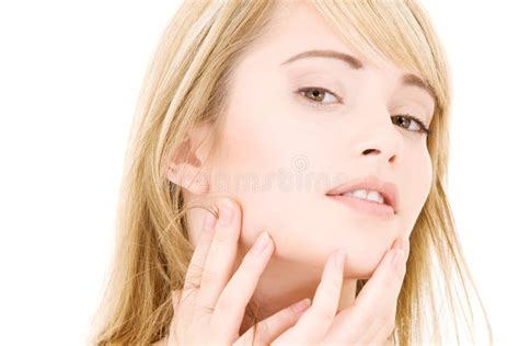 lovely blonde over white stock image image of girl makeup 41350363