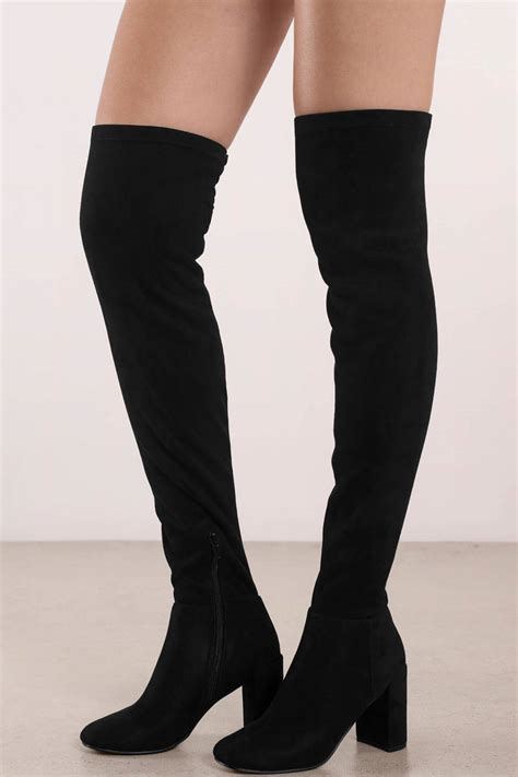 Krush Suede Thigh High Boots In Black 50 Tobi Us
