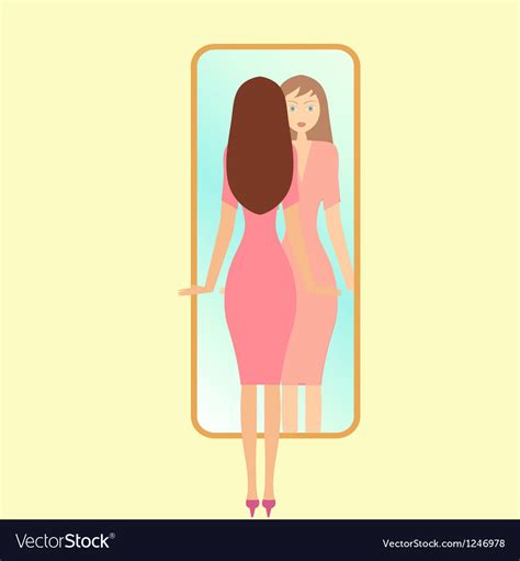 Girl Looking In A Mirror Royalty Free Vector Image