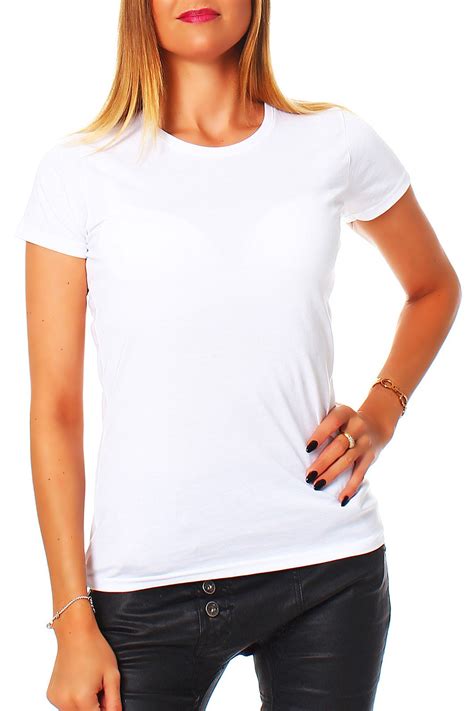 Damen T Shirt Rundhals Meliert Comfort Bügelfrei XS XL