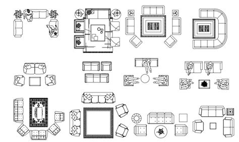 Drawings Of Living Room Furniture Blocks Sofa Set Dwg Autocad File