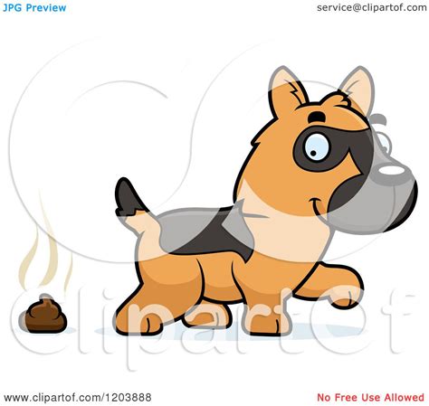 Cartoon Of A Cute German Shepherd Puppy And A Pile Of Poop Royalty