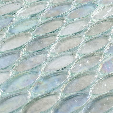Iridescent Pool Glass Tile Clear Oval For Bathroom And Shower Wall Iridescent Glass Tiles