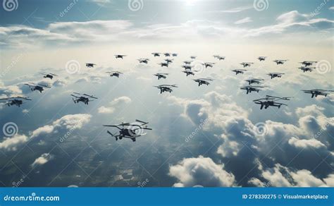 Drone Formation In Various Shapes And Sizes Royalty-Free Stock Photo