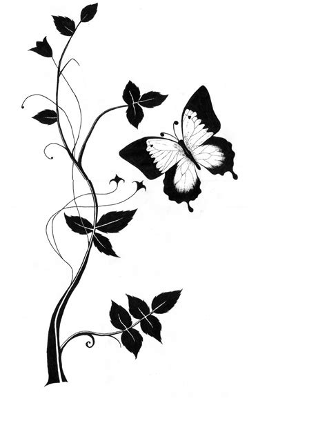 Butterflies On Flowers Drawings Clipart Best