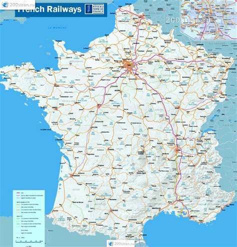 Карта железных дорог Франции Map Of Railways Of France