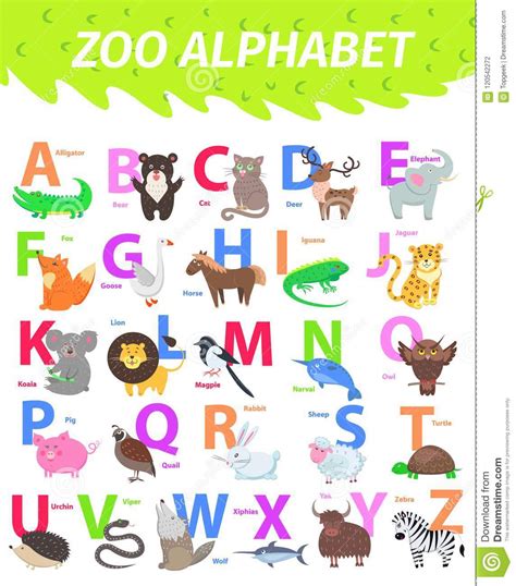Our abc animals section connects english with kids' interests. Zoo Alphabet With Cute Animals Cartoon Flat Vector Stock ...