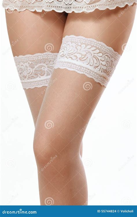 Woman In White Stockings Stock Photo Image Of Sensuality