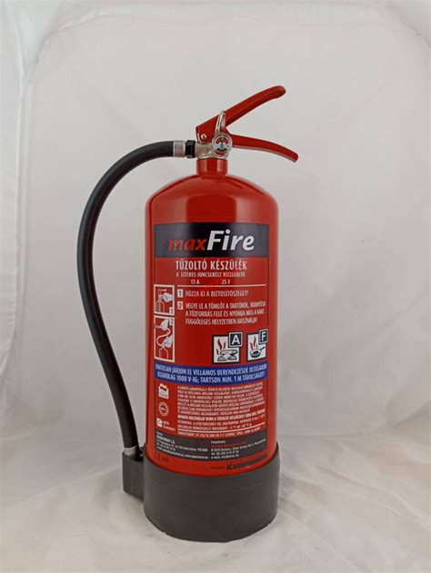 6 literes VÍZKÖDDEL oltó tűzoltó készülék - MaxFire 13A 25F